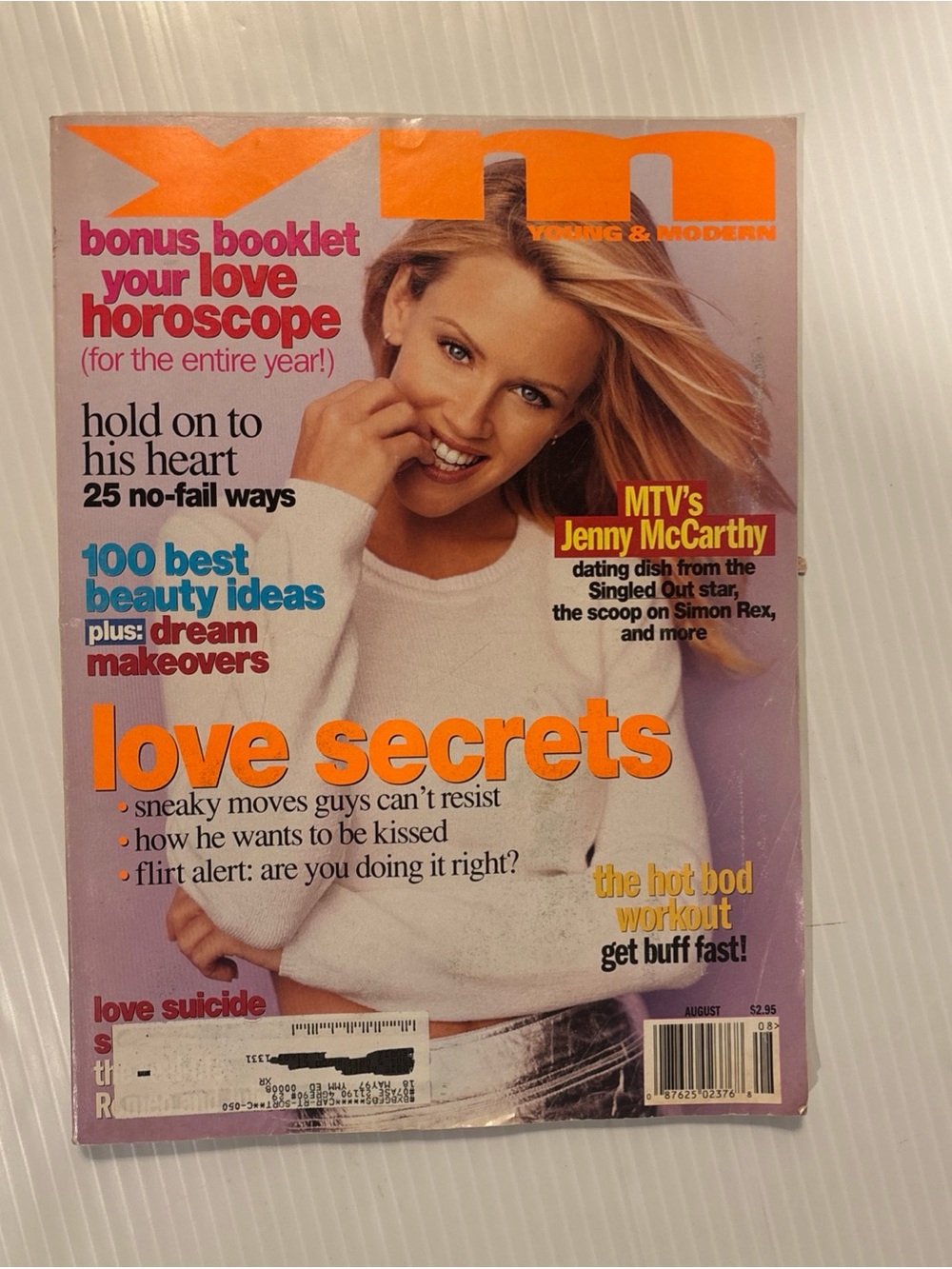 Young & Modern (YM) Magazine August 1996 Jenny McCarthy cover